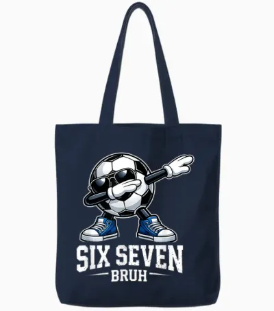Six Seven Bruh Brainrot Gen Alpha Dabbing Football Tote Bags - Navy