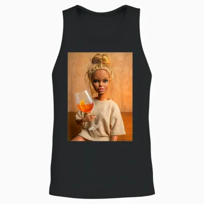 Disgusted Face Doll Meme Funny Orange Spritz Cocktail Fun Unisex Tank Top - Black