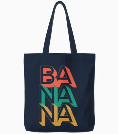 Retro Banana Tote Bags - Navy