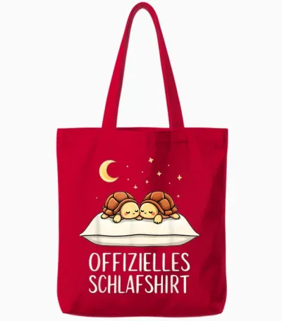 Official Sleep Shirt Turtle Tortoise T-Shirt, Black Tote Bags - Red
