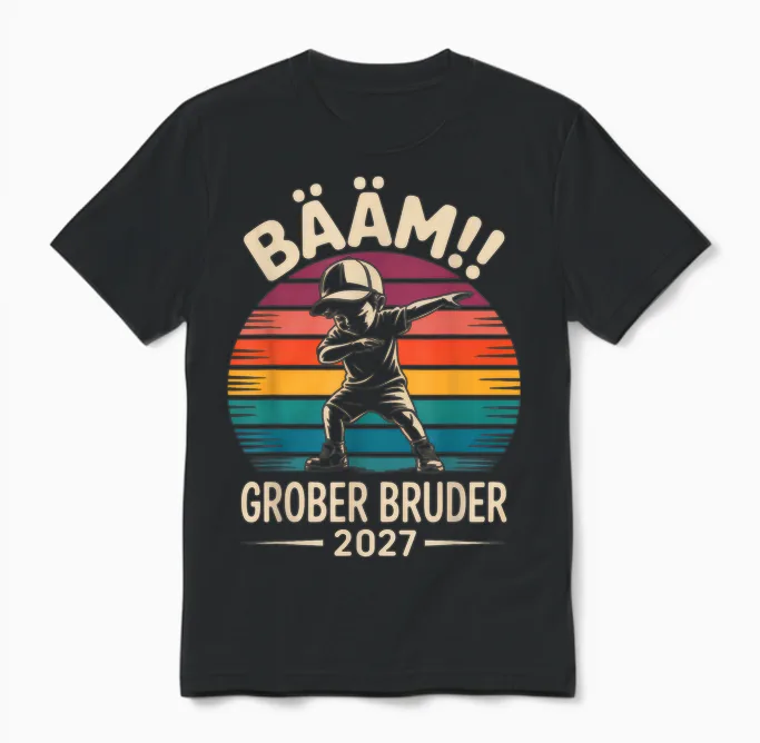 Bääm GroĂer Bruder 2027 Cooles Dabbing FĂźr Werdende BrĂźder Unisex T-Shirt in Black