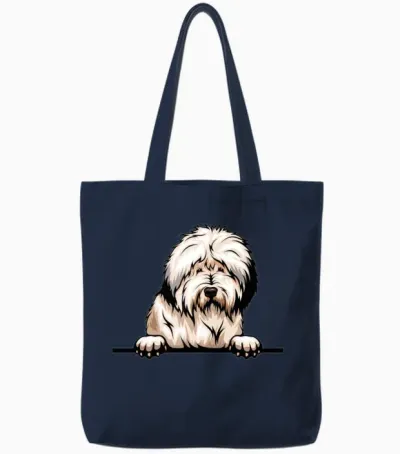 Bobtail Dog Tote Bags - Navy