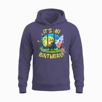 Spongebob It's My 4th Birthday Cake 4 Years Old Spongebob Unisex Hoodie - Heather Sport Dark Navy