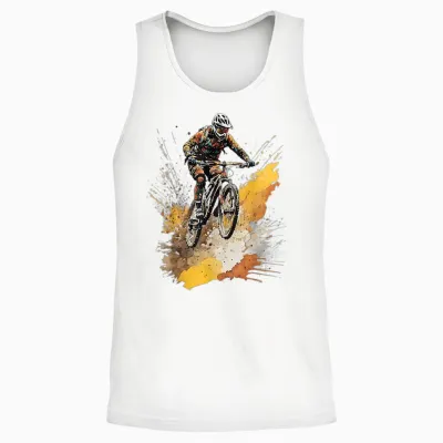 Mountain Bike Mtb Downhill Cycling E-Bike & Bicycle T-Shirt, Black Unisex Tank Top - White