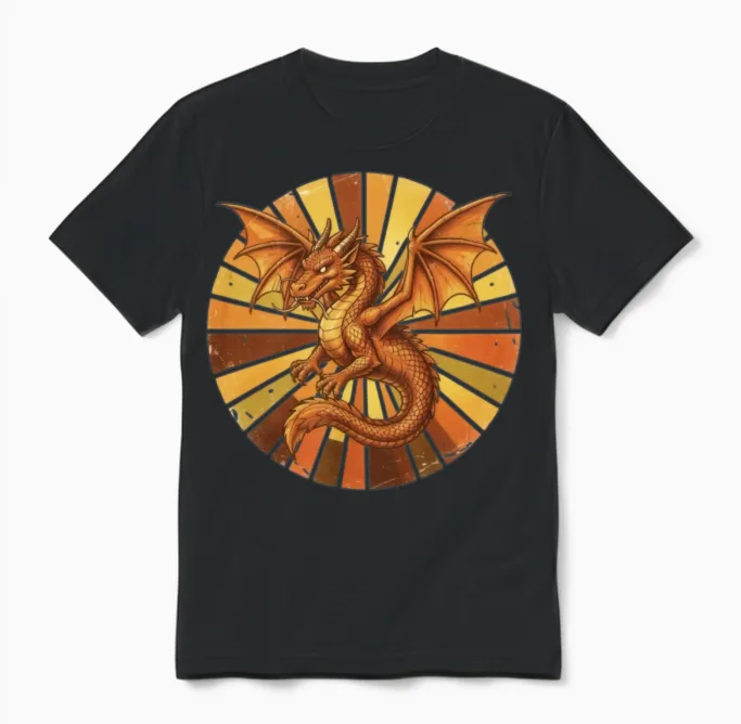 Solar Dragon Sunset Circle Summer & Beach Gift Unisex T-Shirt in Black