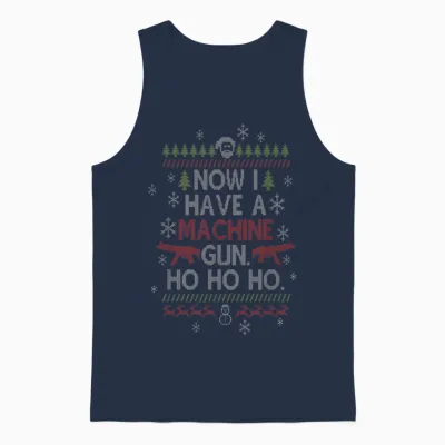 Now I Have a Machine Gun Ho Ho Ho Christmas Film Unisex Tank Top - Navy