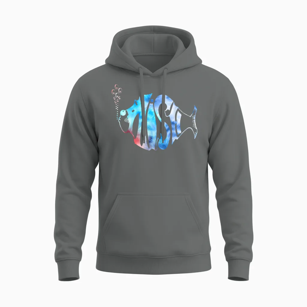 Colorful Phish-Jam, Tie-Dye Tee for Fisherman Fish Graphic Unisex Hoodie in Graphite Heather