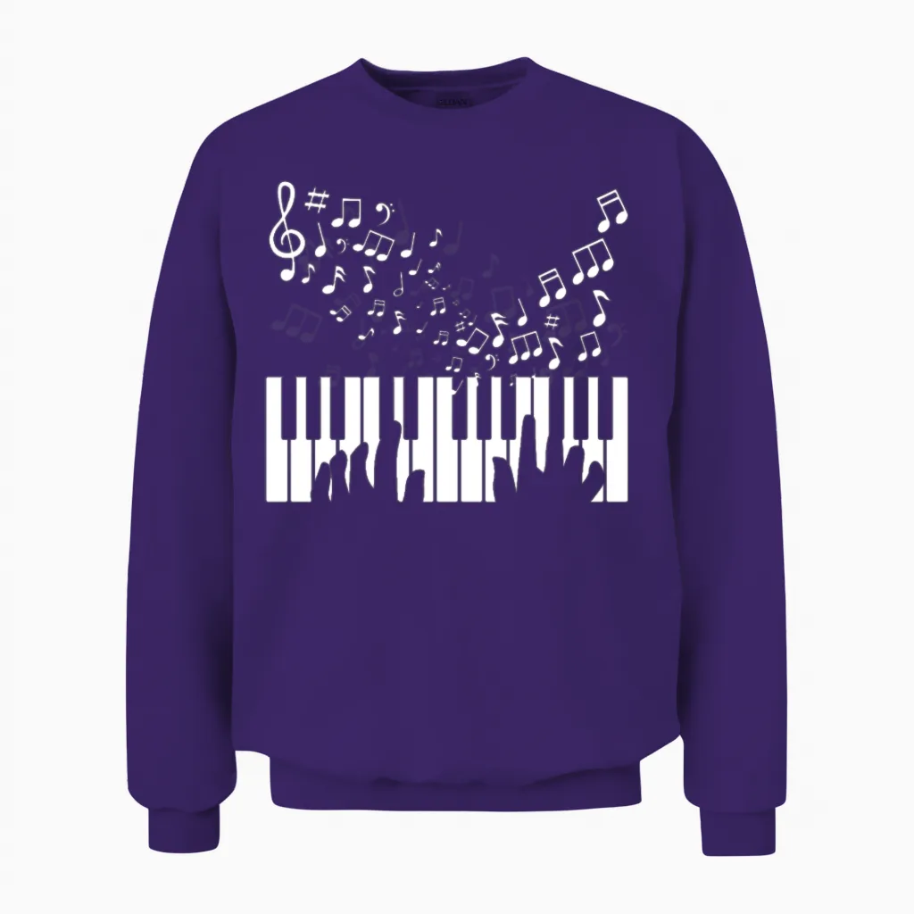 Piano Keyboard Music Notes - & Keys Unisex Sweatshirt in Purple