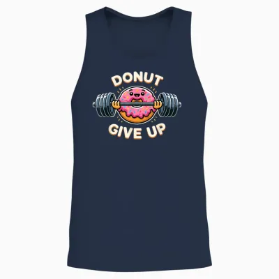 Donut Give Up Funny Donut Weightlifting Workout Unisex Tank Top - Navy