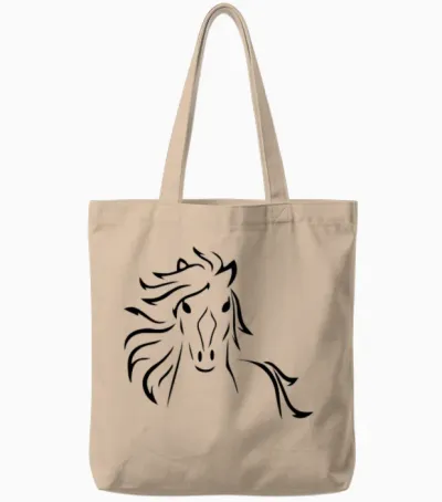 Horse Outline Tote Bags - Natural