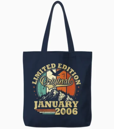 Anniversaire 20 Ans Vintage Janvier 2006 Garçons Et Filles Tote Bags - Navy