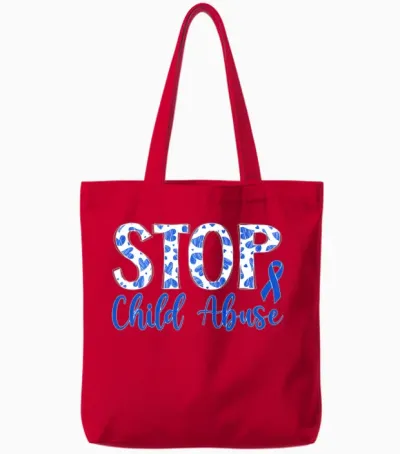 Stop Child Abuse Prevention Month Child Abuse Tote Bags - Red