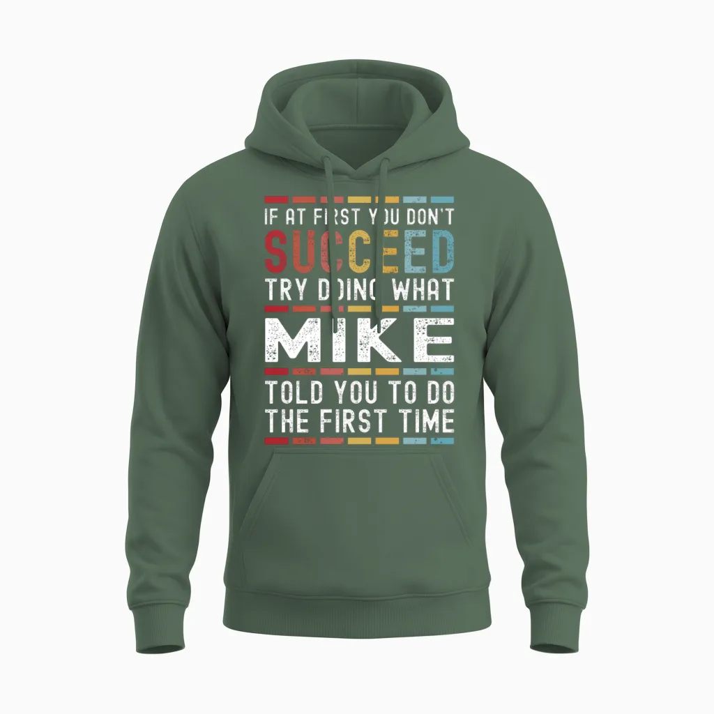 Mike Name Personalized Funny Birthday Christmas Unisex Hoodie in Military Green