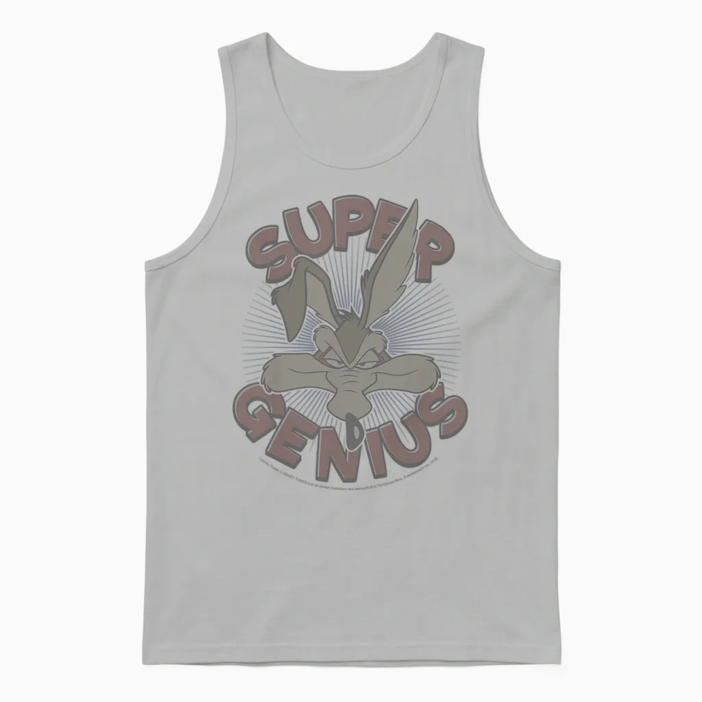 Looney Tunes Wile E. Coyote Super Genius Unisex Tank Top in Ash