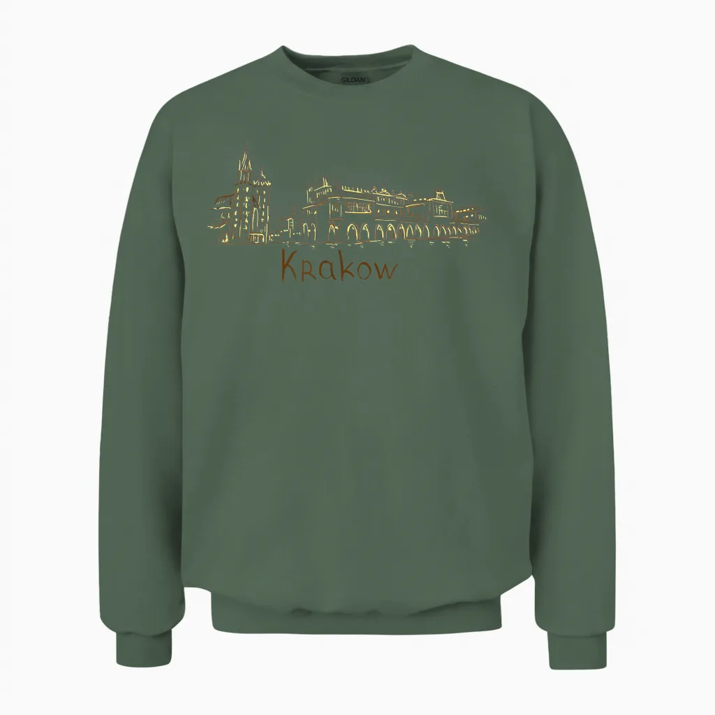Krakauer Nacht Krakau Polen Reise Souvenir Stadt Geschenk Unisex Sweatshirt in Military Green