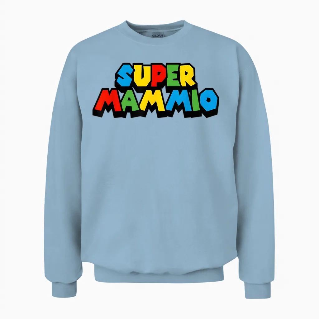 Gamer Mama Super Gamer Mammio Unisex Sweatshirt in Light Blue