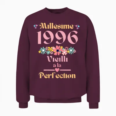 28 Ans Femme 1996 Idée Cadeau Anniversaire Drôle Humour Mama T-Shirt, Black, Female X-Small Unisex Sweatshirt - Maroon
