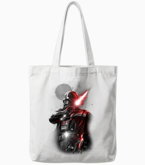 Star Wars Darth Vader Lightsaber Portrait Tote Bags in White