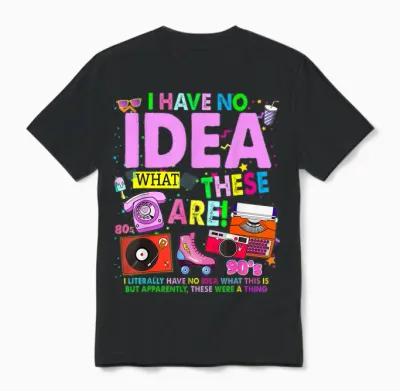 90s 80s 80s Outfit Idea for Kids Girls Novelty 80s Theme T-Shirt, Black, S Unisex T-Shirt - Black