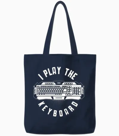Keyboard Humorous Computer Science Gaming Tote Bags - Navy