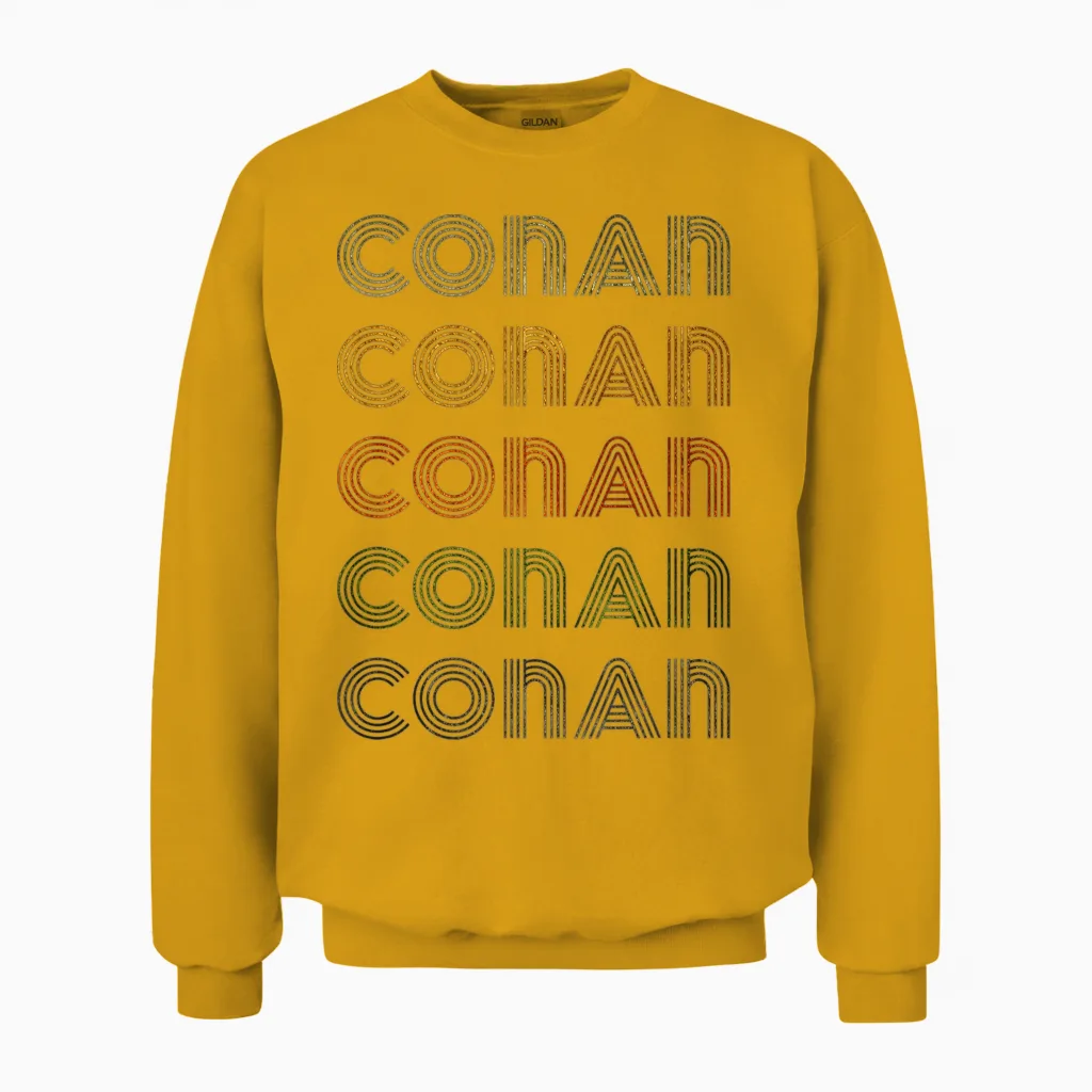 Love Heart Conan Tee Grunge Vintage Style Black Conan Unisex Sweatshirt in Gold