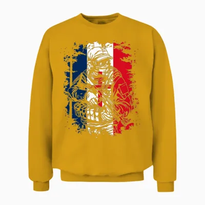 Soldat Avec Drapeau Français Et Croix De Lorraine T-Shirt Haut De Gamme Unisex Sweatshirt - Gold