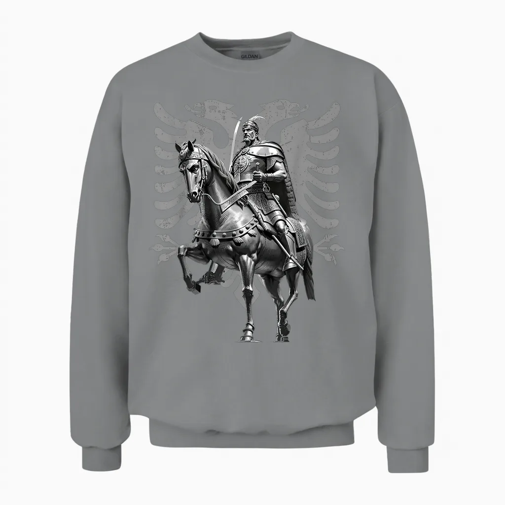 Albanien Albanischer Adler Kosovo Skënderbeu T-Shirt - Unisex Erwachsene - Schwarz - Small - Kurzarm - Klassisch - Albaner, Albanien-Interessierte Unisex Sweatshirt in Sport Grey
