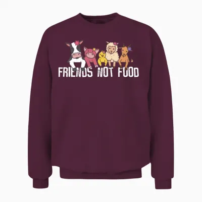 Friends Not Food - Animal Love, Animal Welfare Unisex Sweatshirt - Maroon