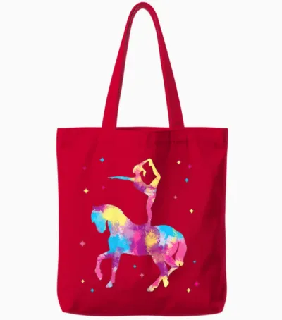 Voltigieren Volti Horse Girl's T-Shirt, Black Tote Bags - Red