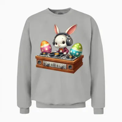 Oster-Dj Bunny Mixing Beats, Lustige Musik Zum Thema Ostern Unisex Sweatshirt - Ash