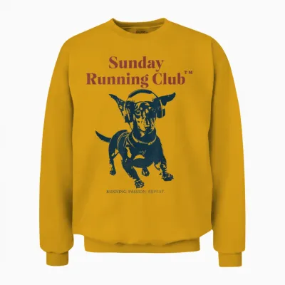 Sunday Running Club - Laufender Dackel Unisex Sweatshirt - Gold