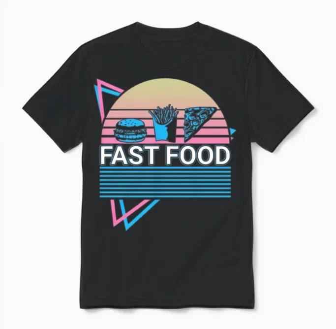 Fast Food Retro Unisex T-Shirt in Black