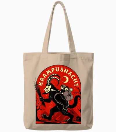 Krampusnacht Shirt Merry Krampus Satanic Christmas Horror Tote Bags - Natural