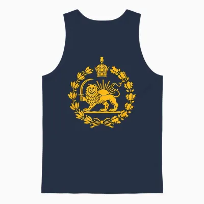 Shir O Khorshid Iran Pahlavi Lion and Sun Unisex Tank Top - Navy