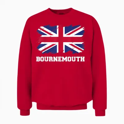 Bournemouth Uk Union Flag Bournemouth T-Shirt, Black, S Unisex Sweatshirt - Red