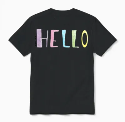 Hello Green Retro Unisex T-Shirt - Black