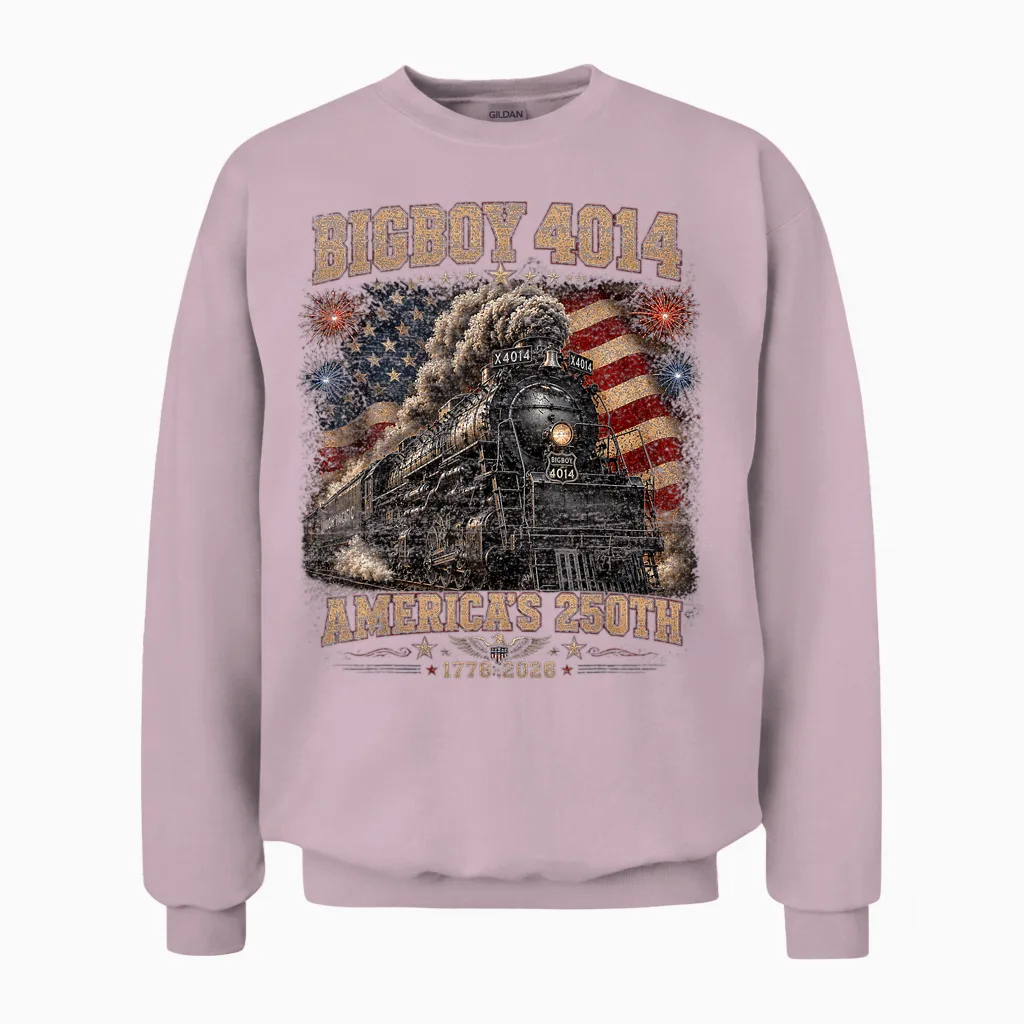 250th Anniversary Usa Big Boy 4014 Train Vintage Us Unisex Sweatshirt in Light Pink