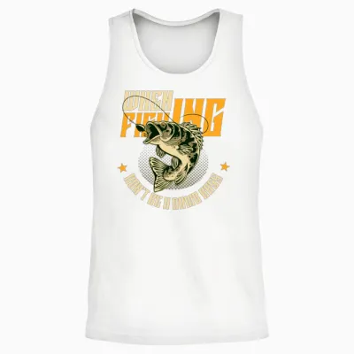 When Fishing Funny Sleeve Unisex Tank Top - White