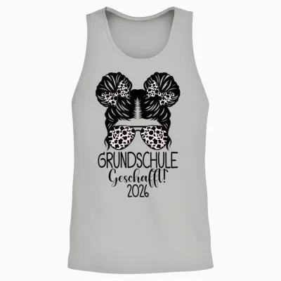 Grundschule Geschafft 2026 Messy Bun Grundschulabschluss Unisex Tank Top - Ash