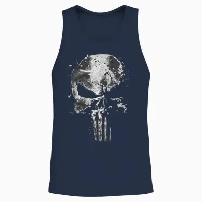 Marvel the Skull of the Punisher T-Shirt, Black, S Unisex Tank Top - Navy
