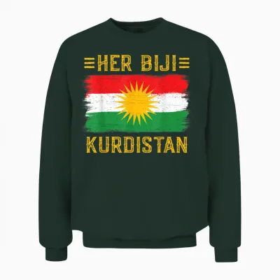 Her Biji Kurdistan Flag Kurdish Kurd Erbil Kurdi Kurdistan T-Shirt, Black Unisex Sweatshirt - Forest
