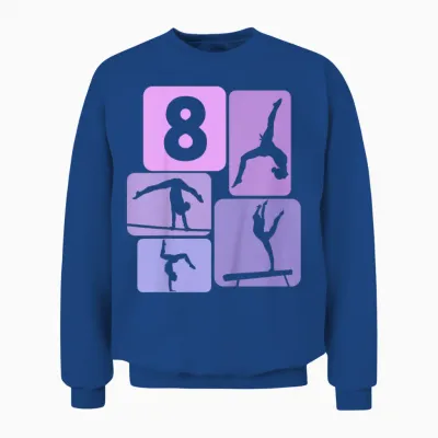 Kids 8th Birthday Girls Gymnastic Dancer 8 Years Gymnastics T-Shirt, Black Unisex Sweatshirt - Royal