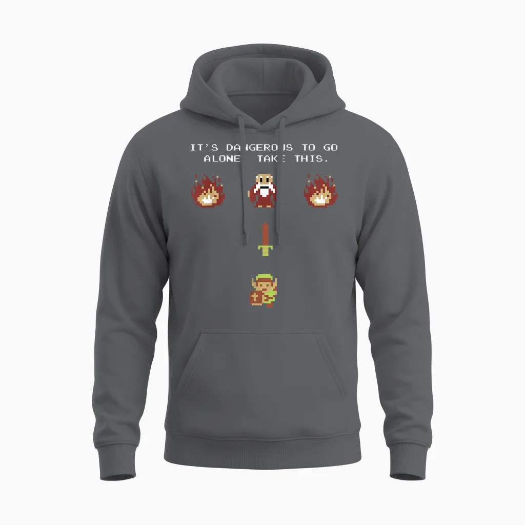 Nintendo Zelda Classic Nes Epic Intro Take This! Short Sleeve Unisex Hoodie in Charcoal
