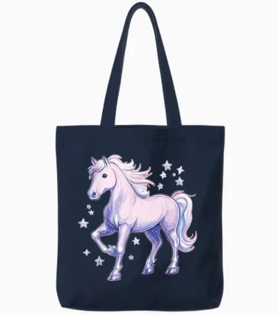 Pferd Mit Sternen Pferdemotiv Pferde Mädchen Tote Bags - Navy