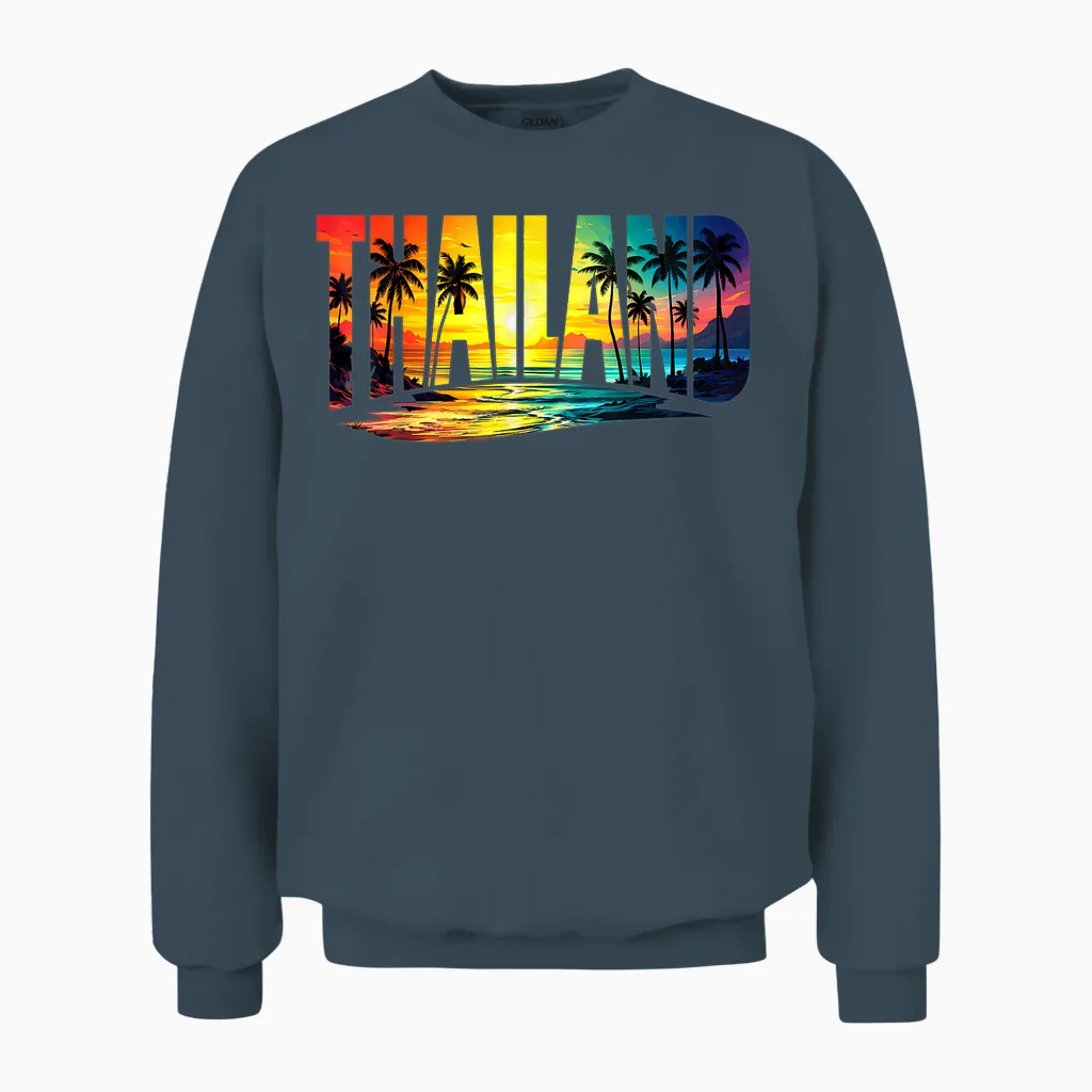 Thaïlande Souvenirs De Vacances Vintage Unisex Sweatshirt in Dark Heather