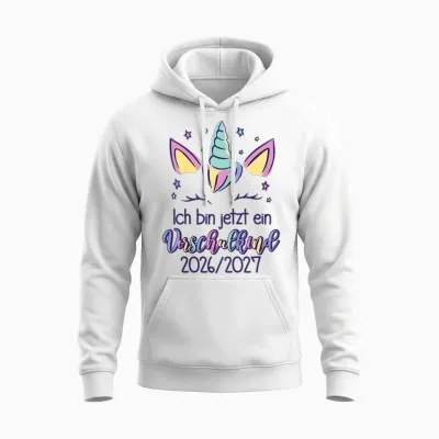 Kinder Einhorn Ich Bin Jetzt Ein Vorschulkind 2026 2027 Unisex Hoodie - White