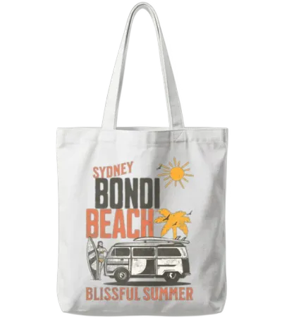 Sydney Bondi Beach Surfer Tote Bags - White