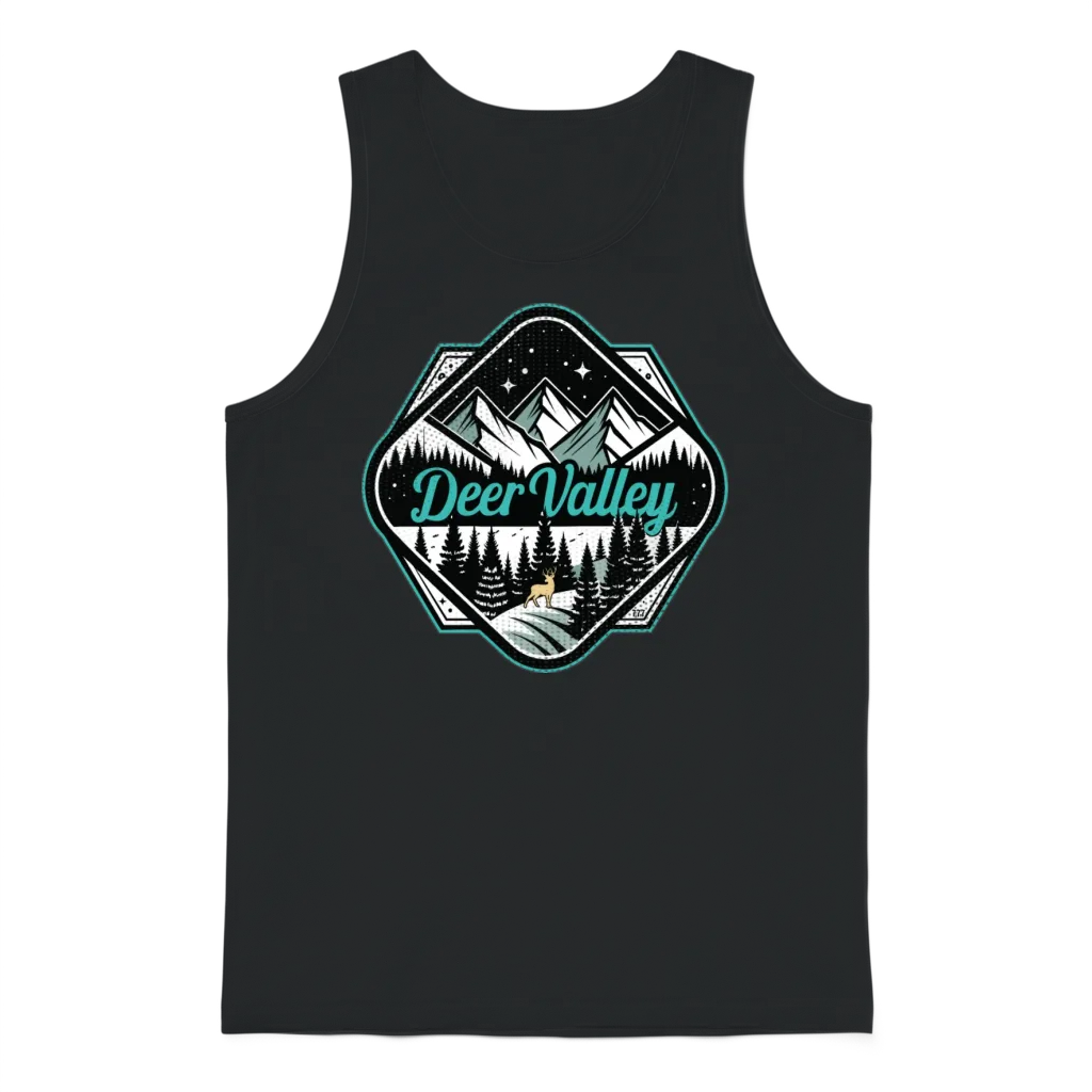 Retro Deer Valley Ski โ Wildlife Unisex Tank Top - Black