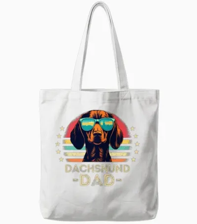 Dachshund with Sunglasses Retro Tote Bags - White