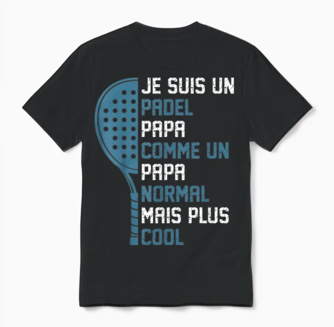Fête Des Pères Padeliste Je Suis Un Padel Papa Unisex T-Shirt in Black
